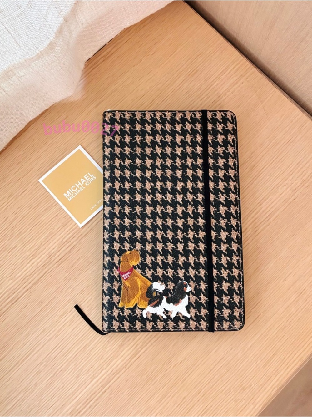 NWT🦮Michael Kors Medium Embellished Houndstooth Print Notebook Dog Print Journal